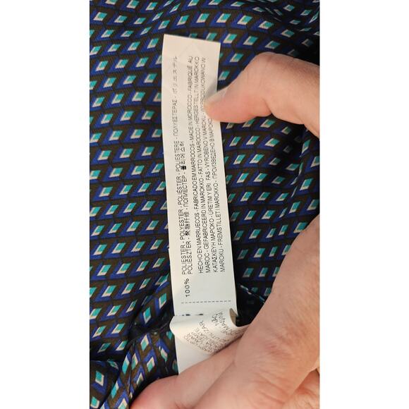 Zara basic sz S geometric blue slouchy LOW rise baloon pants EUC fun comfort - Picture 6 of 11